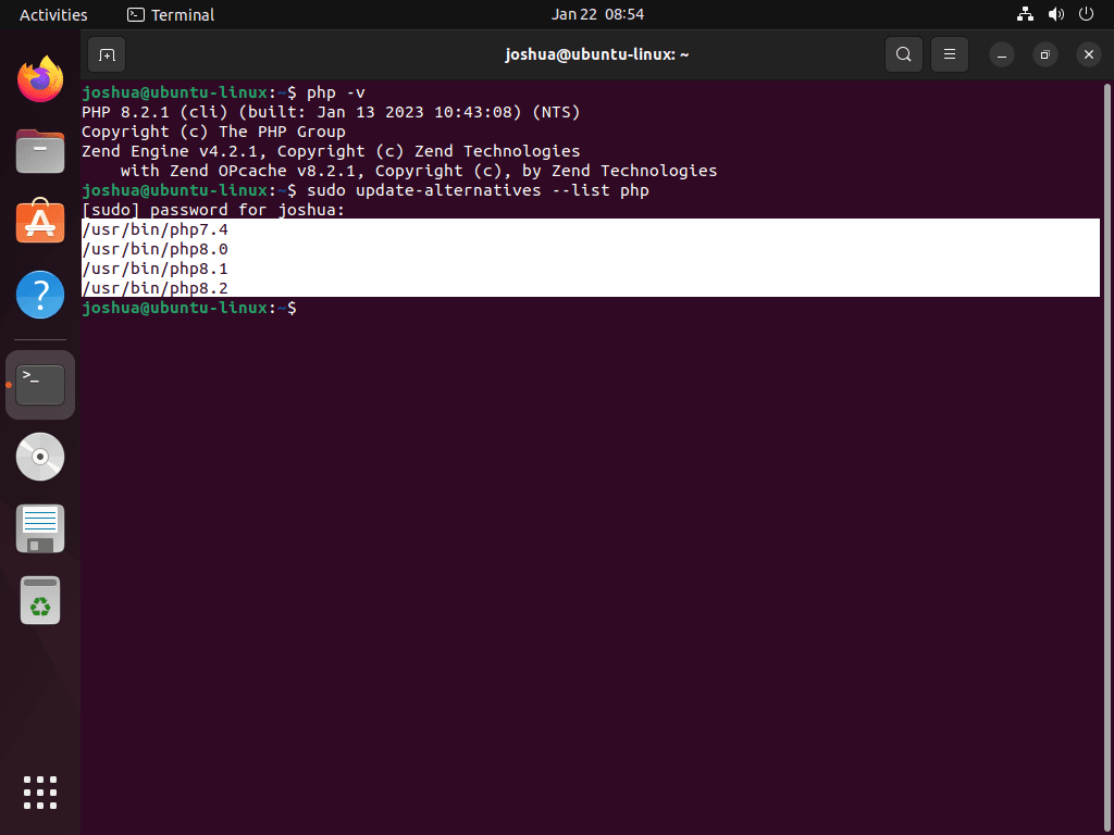 Listing alternative PHP versions on Ubuntu Linux