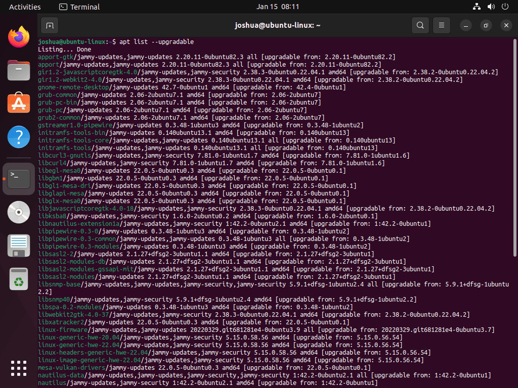 Liste opgraderbare pakker på Ubuntu Linux