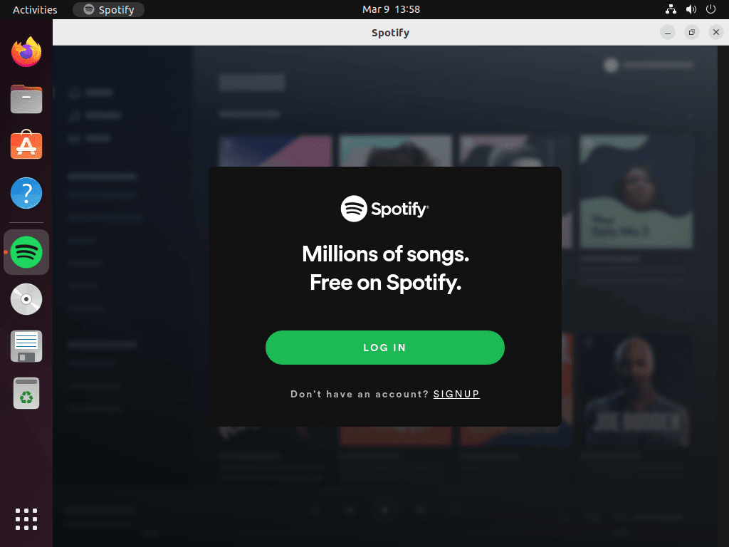 Login to Spotify on Ubuntu