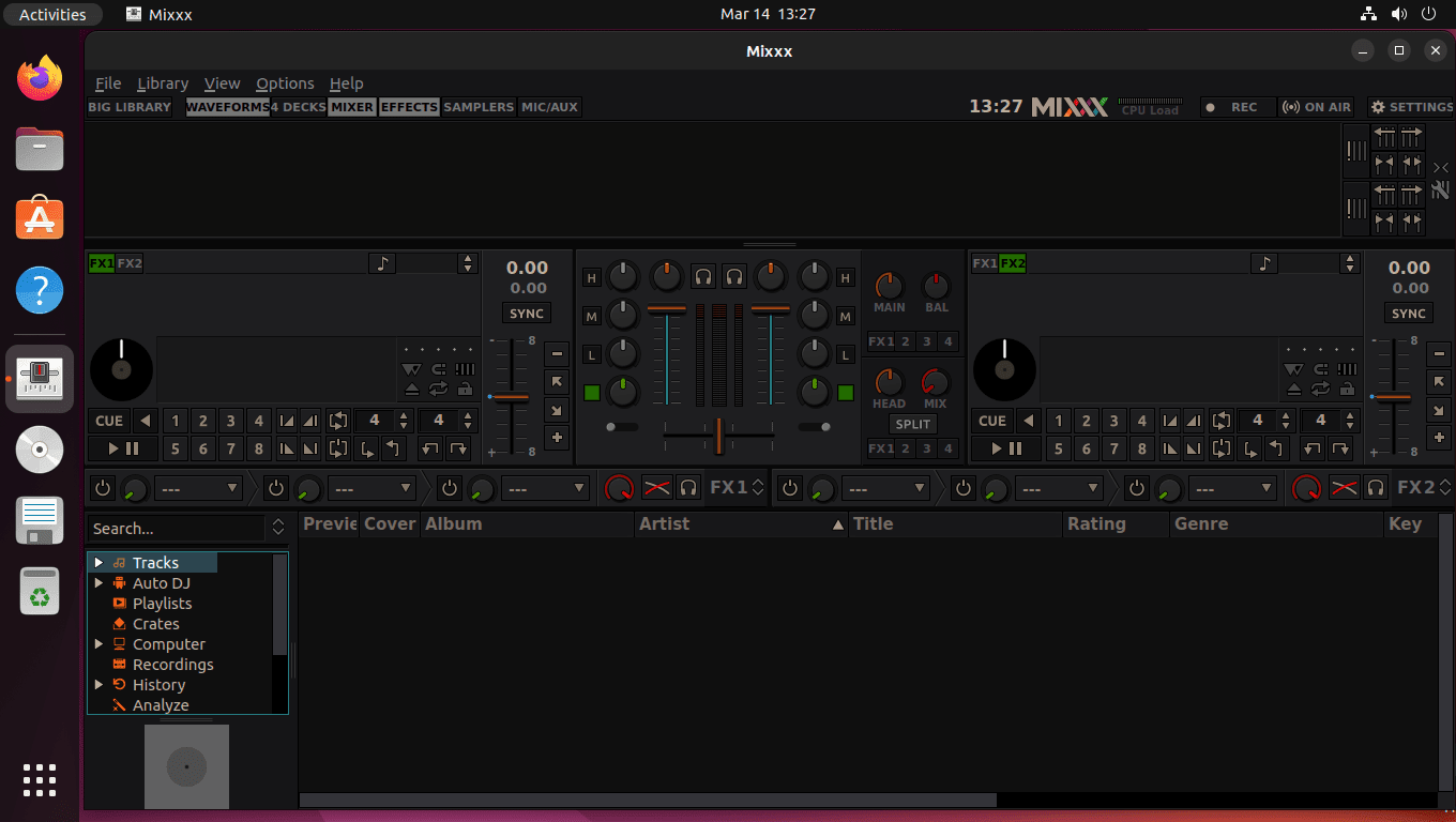 Mixxx successfully launched on Ubuntu Linux