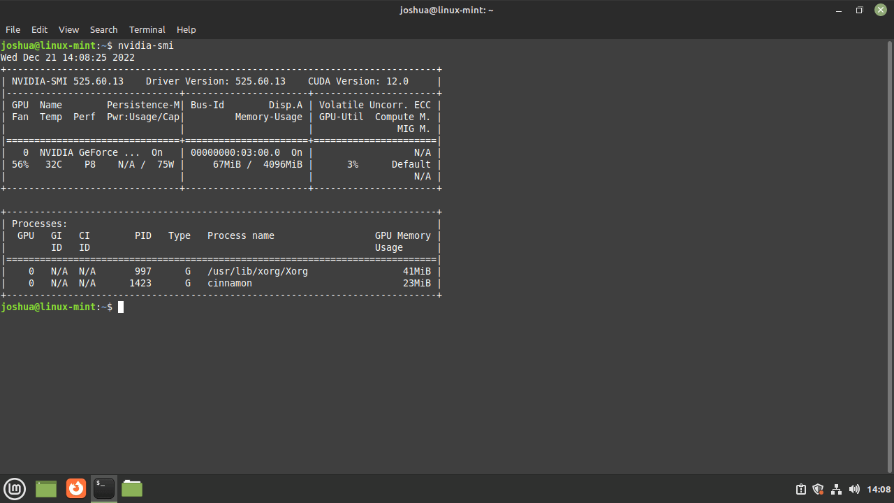 Confirmez les pilotes Nvidia installés avec la commande nvidia-smi sur Linux Mint