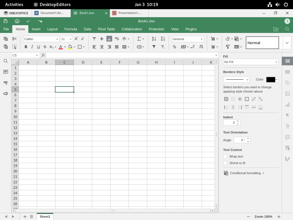 OnlyOffice Spreadsheet on Fedora Linux