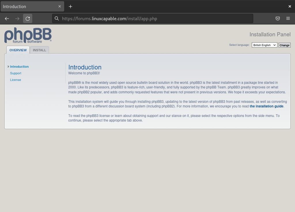 phpBB Debian WebUI étape 1 : Introduction