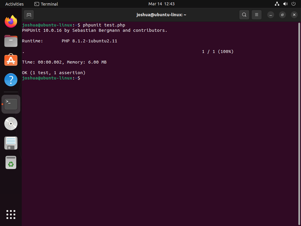 Test PHPUnit sur Ubuntu Linux