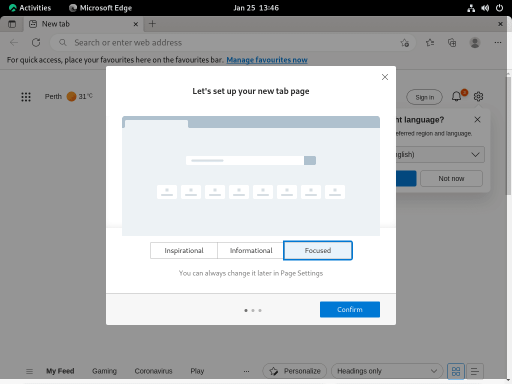 Vyberte téma pro Microsoft Edge na Rocky Linux