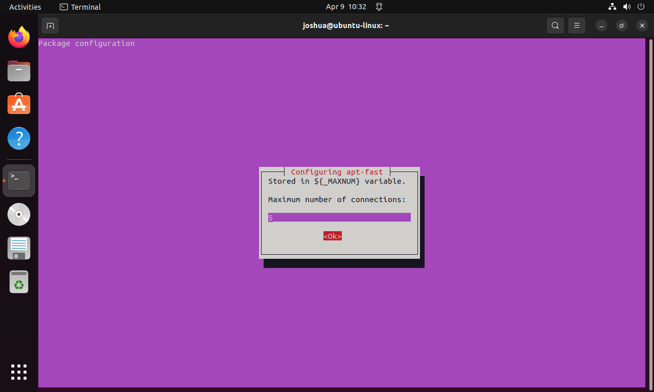 Setting number of connections for APT-Fast on Ubuntu Linux