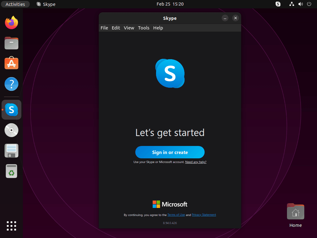 Sign into Skype on Ubuntu