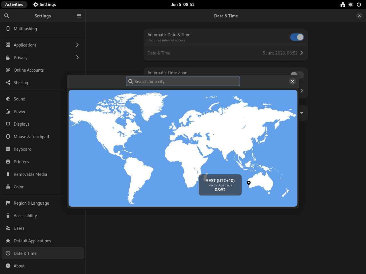 Wechseln Sie mit der GUI-Methode unter Debian Linux zu einem neuen Standort und einer neuen Zeitzone