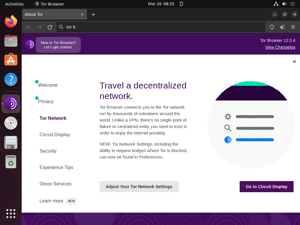 Tor Browser successfully installed on Ubuntu Linux