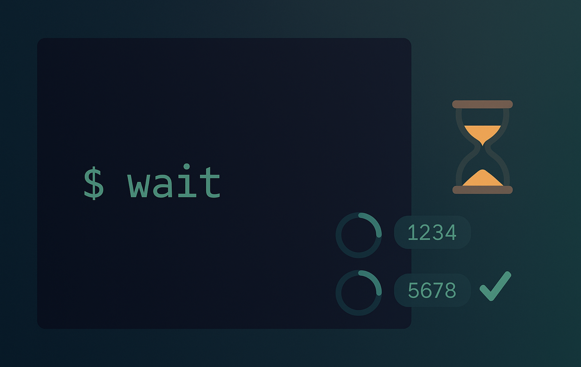 Bash wait command terminal example showing background process synchronization