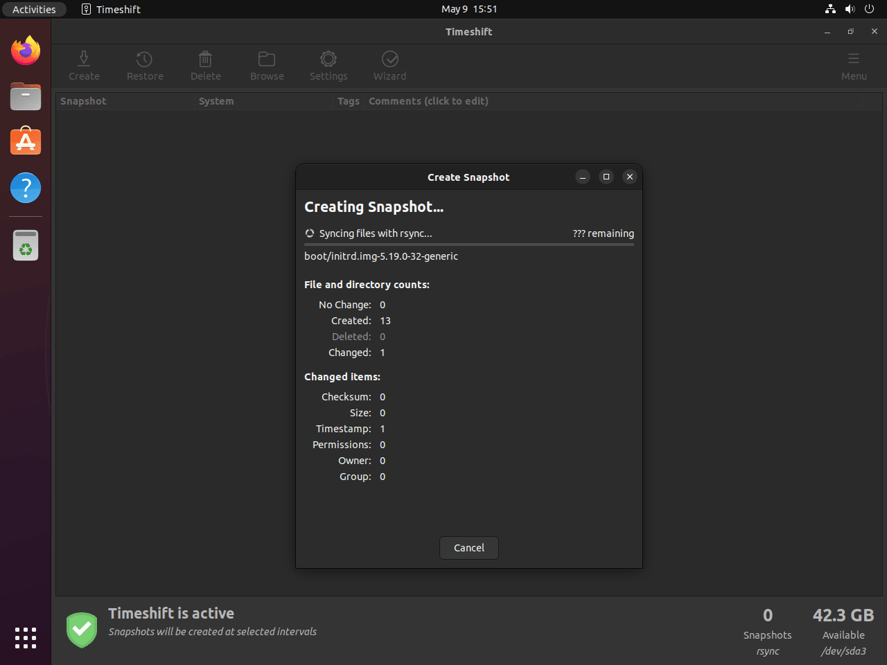 Creando una instantánea con Timeshift en Ubuntu Linux