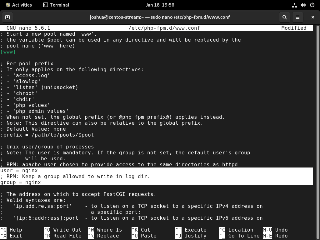 Cambio a Nginx del usuario de Apache para PHP-FPM en CentOS Stream