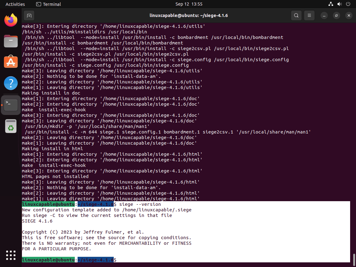 Verificando o número da versão do Siege no Ubuntu Linux