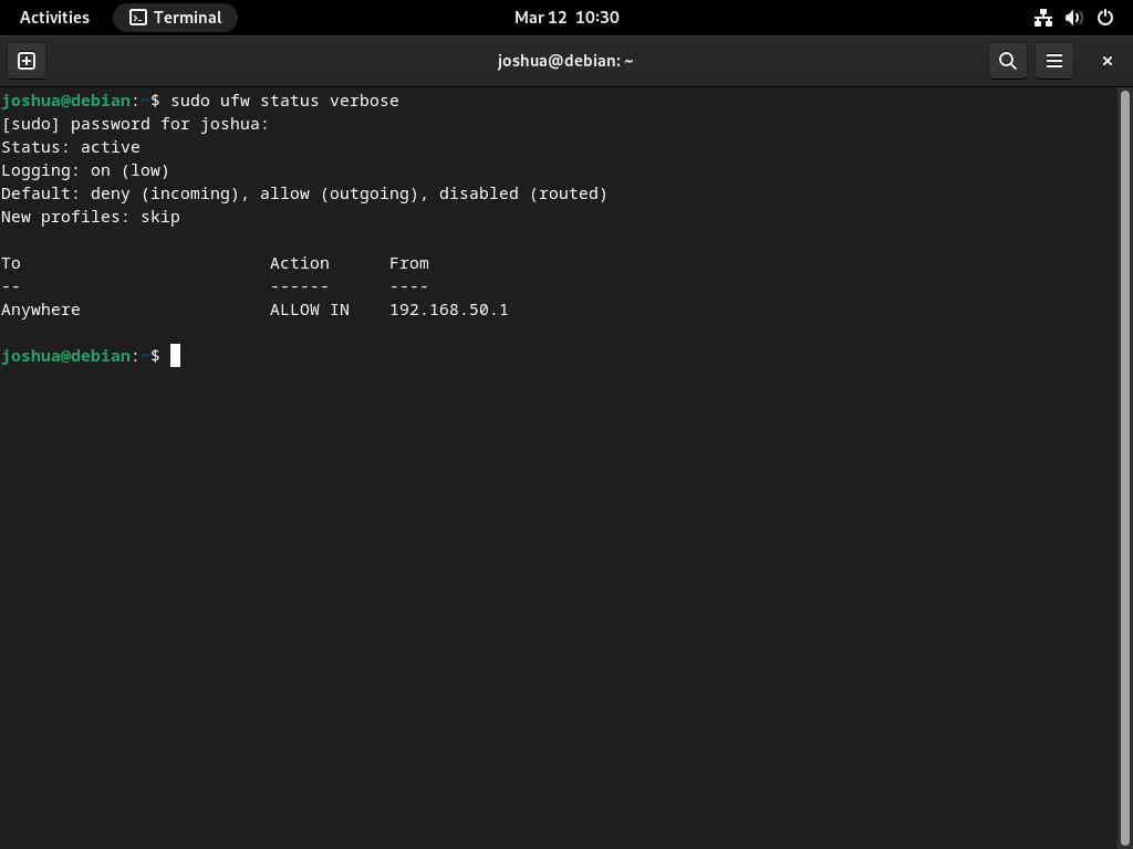 UFW verbose output på Debian Linux