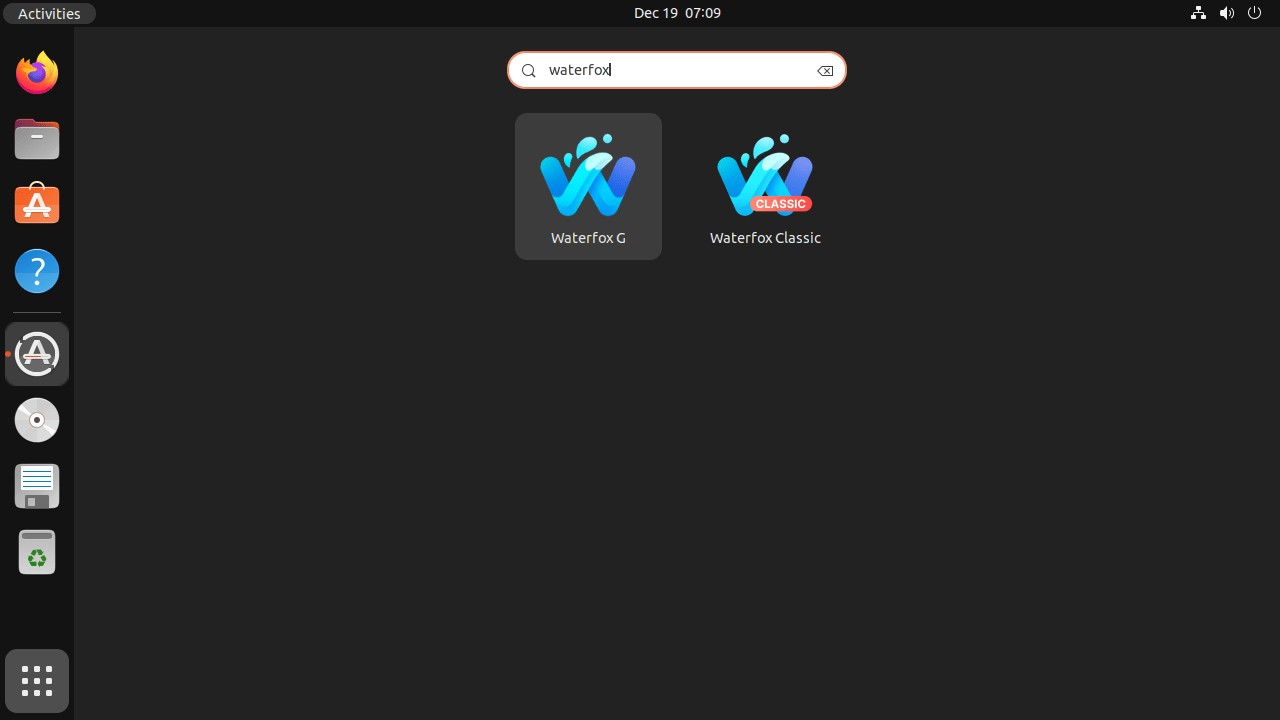 Lançando o navegador Waterfox no Ubuntu Linux