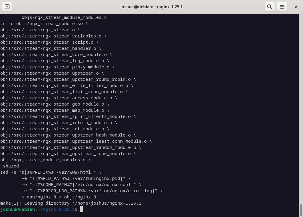 Nginx make complete for Debian build install