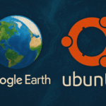 Artistic representation of Google Earth and Ubuntu logos together, illustrating the concept of installing Google Earth on Ubuntu 24.04 or 22.04
