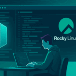 A visually enhanced workspace illustrating the process of installing Visual Studio Code on Rocky Linux.