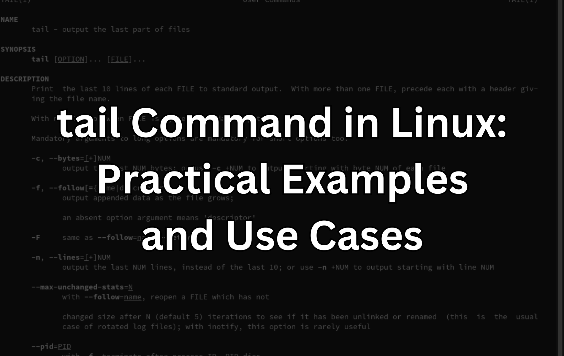 Illustration of the tail command in Linux with practical examples and use cases, showcasing its functionality and usage.