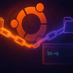 Futuristic digital network of files and directories connected by symbolic links in an Ubuntu Linux environment.