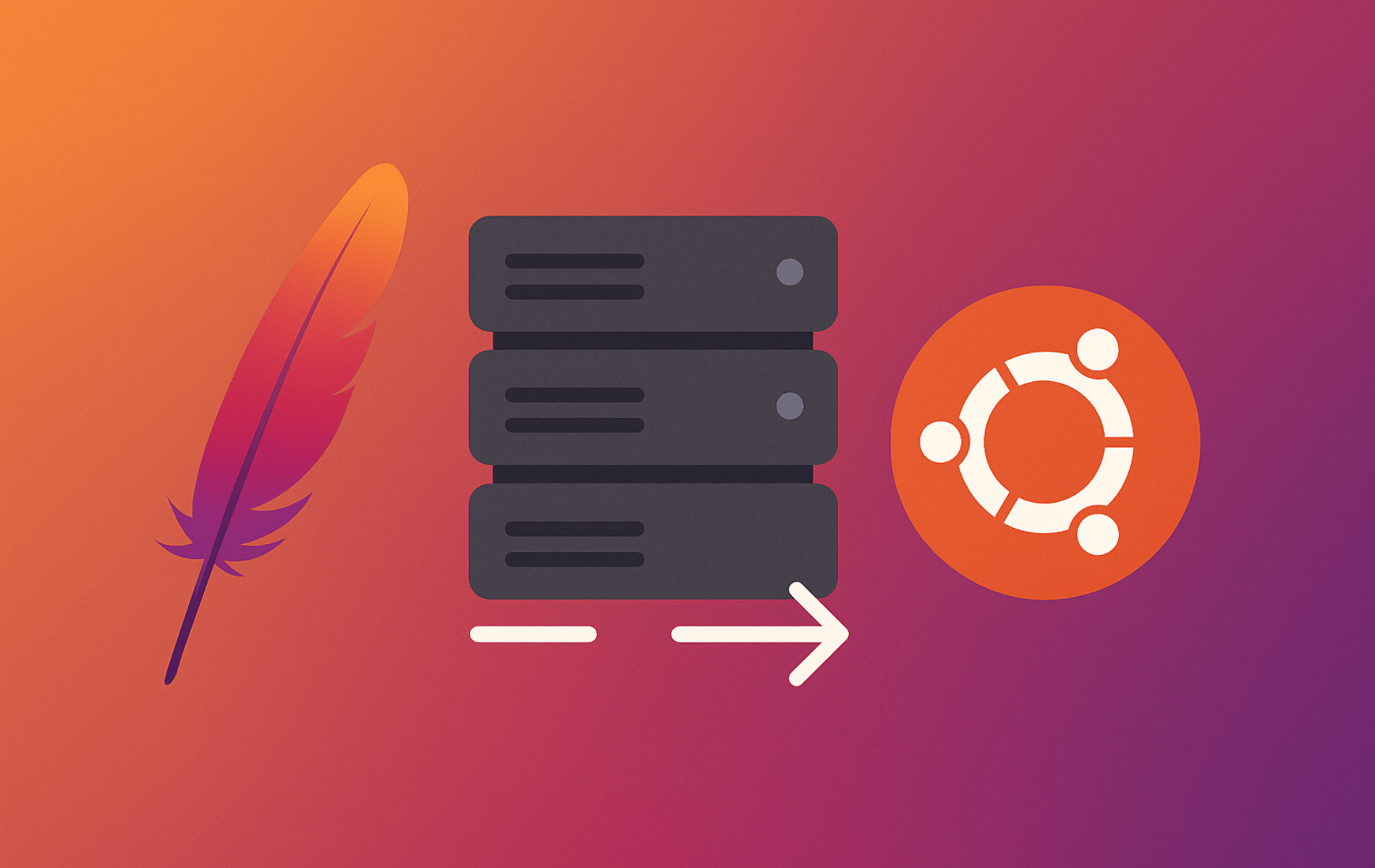 Apache HTTP Server installation on Ubuntu Linux with server stack and Ubuntu logo