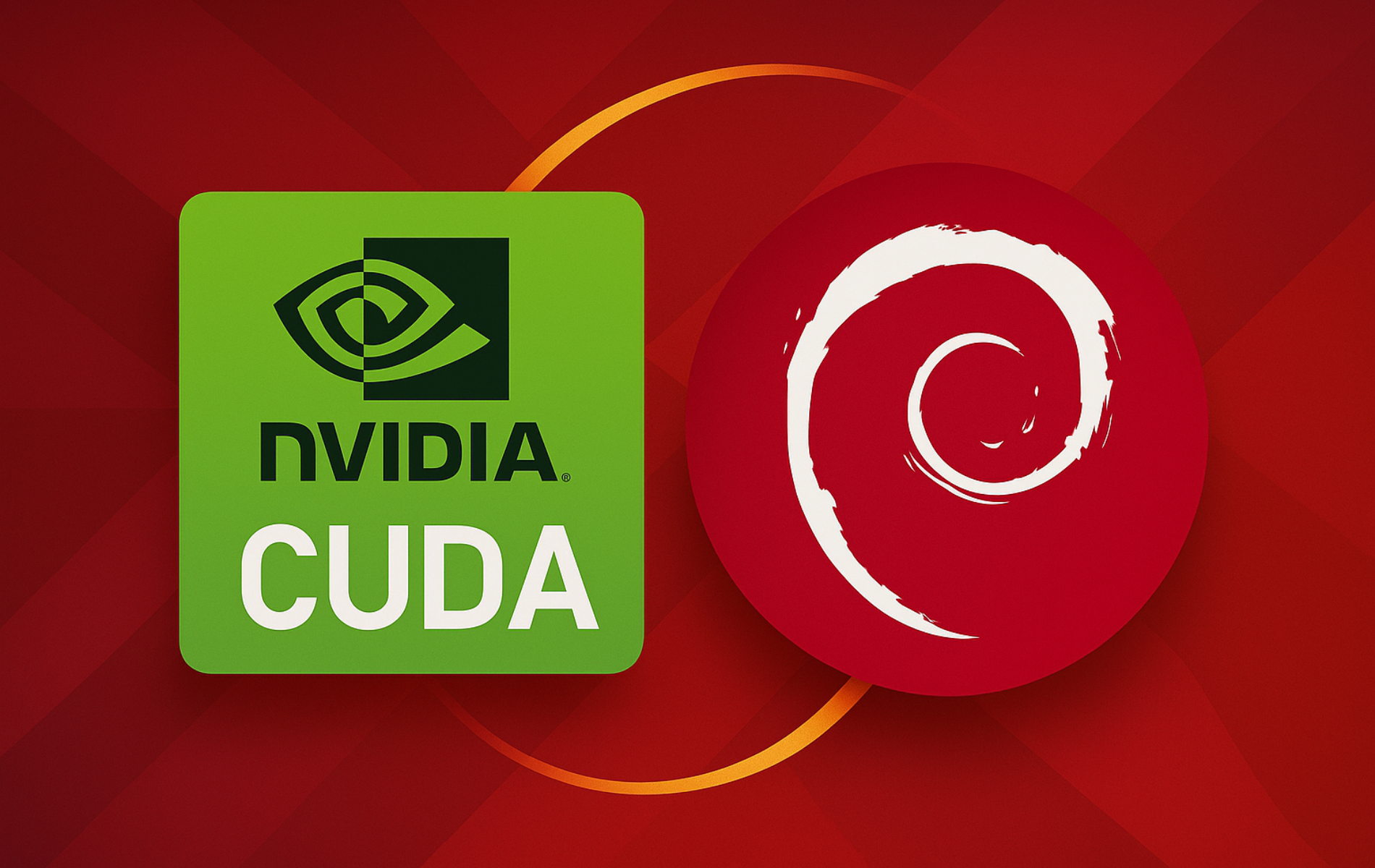 NVIDIA CUDA logo on green background next to Debian logo showing GPU computing installation guide for Debian Linux