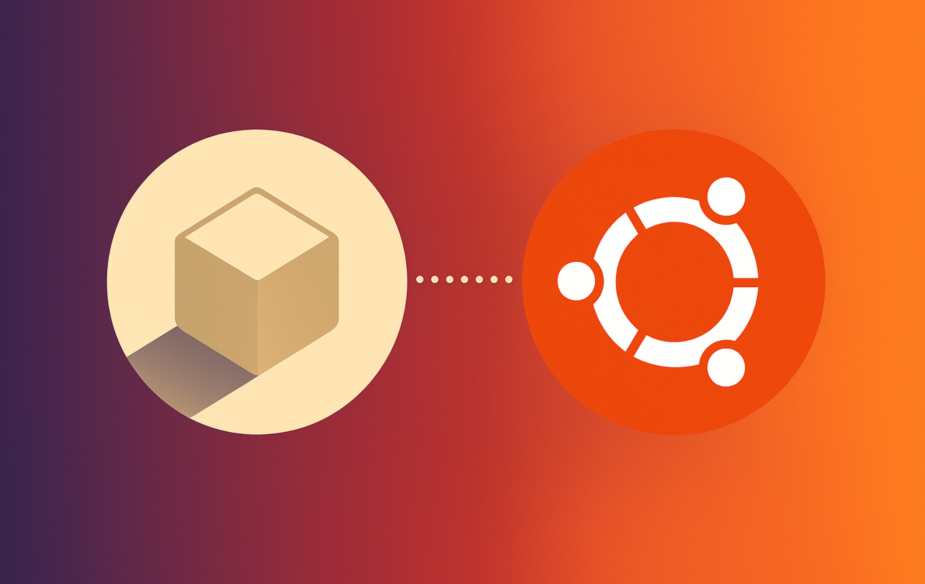 Flatpak package icon with Ubuntu logo on gradient purple to orange background