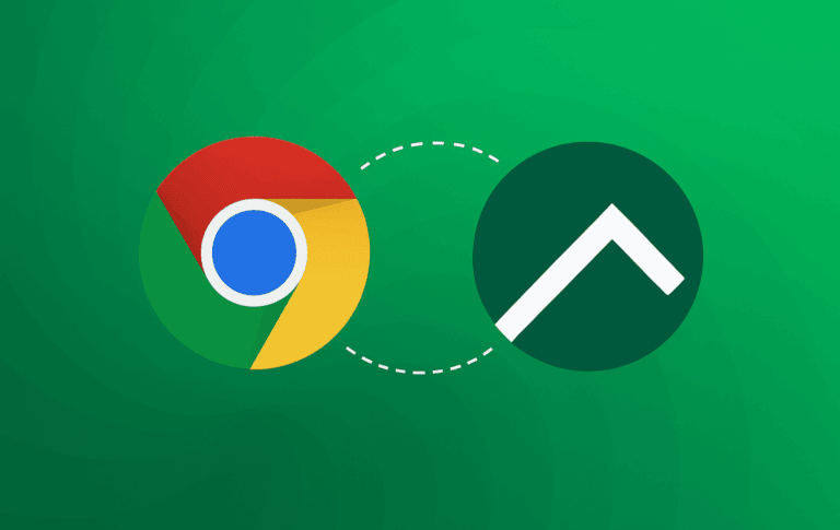 Google Chrome and Rocky Linux logos on green gradient background