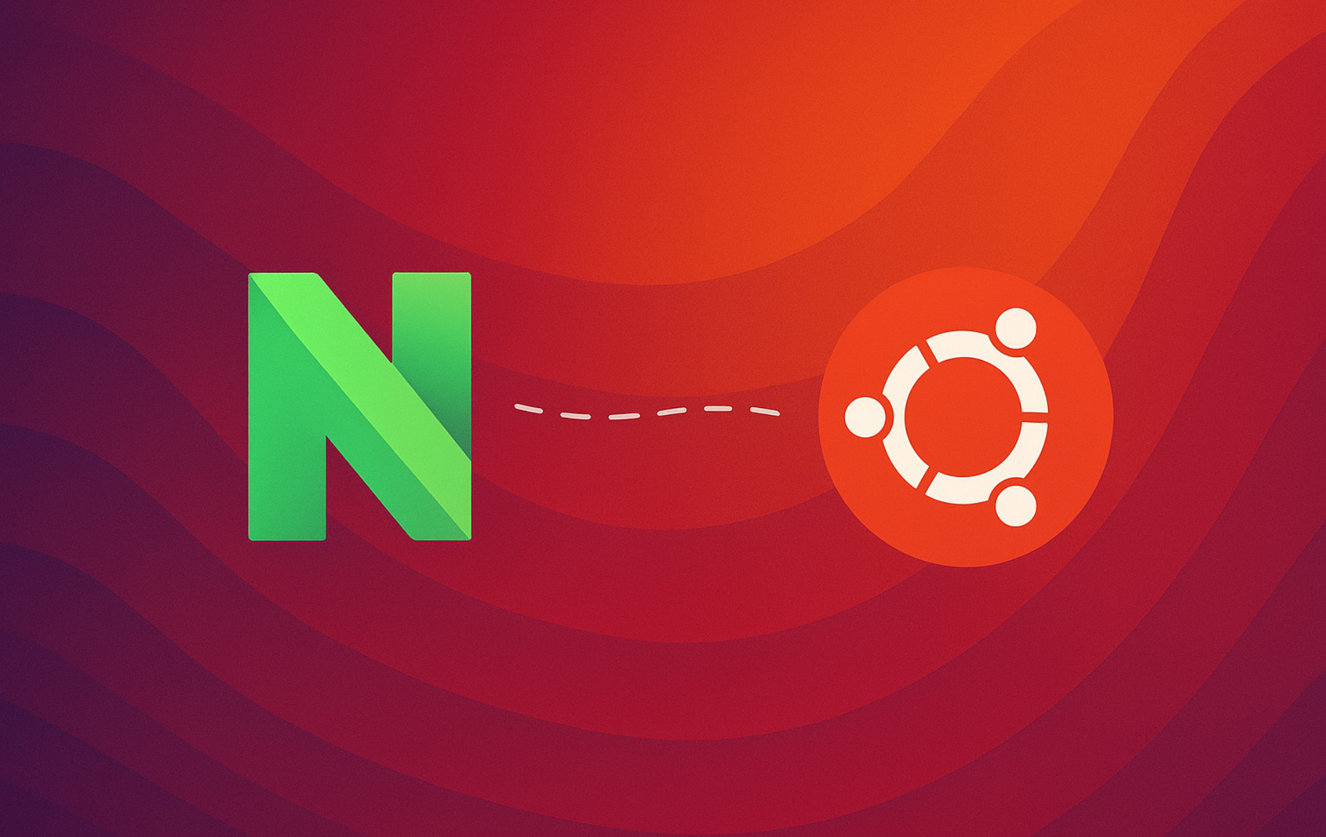Neovim logo with Ubuntu logo connected by dashed line showing installation relationship