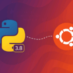 Python 3.8 logo with Ubuntu logo connected by dashed line showing legacy version installation