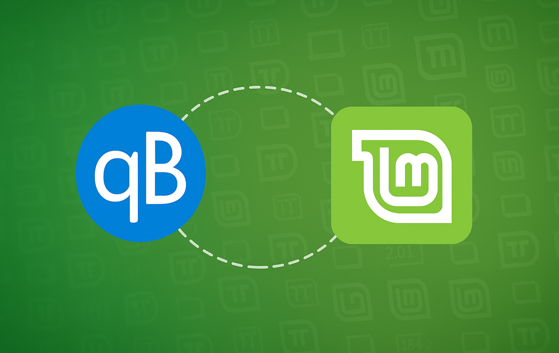 qBittorrent and Linux Mint logos connected by a dotted line on a green background
