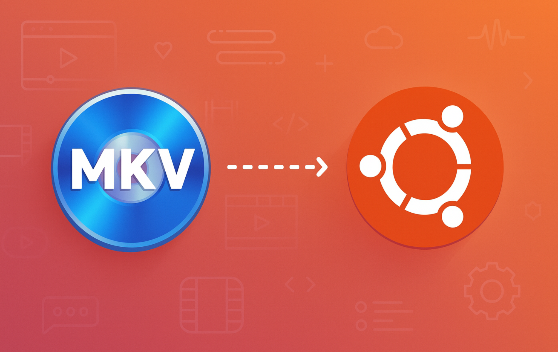 MakeMKV logo with blue disc icon next to Ubuntu orange logo showing conversion flow