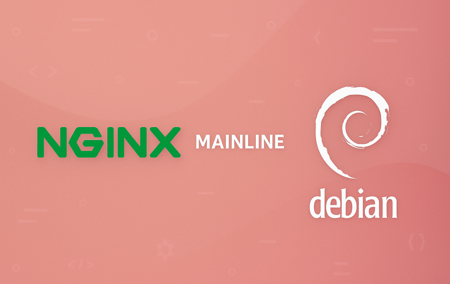Nginx Mainline logo alongside Debian swirl logo on gradient background