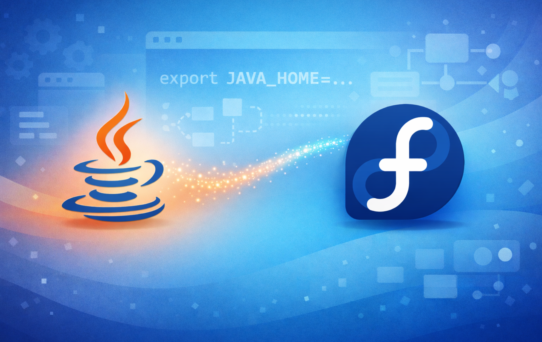 Terminal showing JAVA_HOME environment variable set to the OpenJDK installation path on Fedora