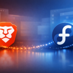 Brave Browser and Fedora Linux logos representing browser installation on Fedora