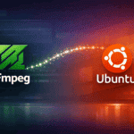 FFmpeg and Ubuntu logos with a glowing particle arc representing FFmpeg multimedia tools on Ubuntu Linux