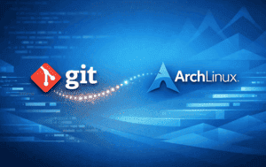 Git logo and Arch Linux logo representing version control setup on Arch