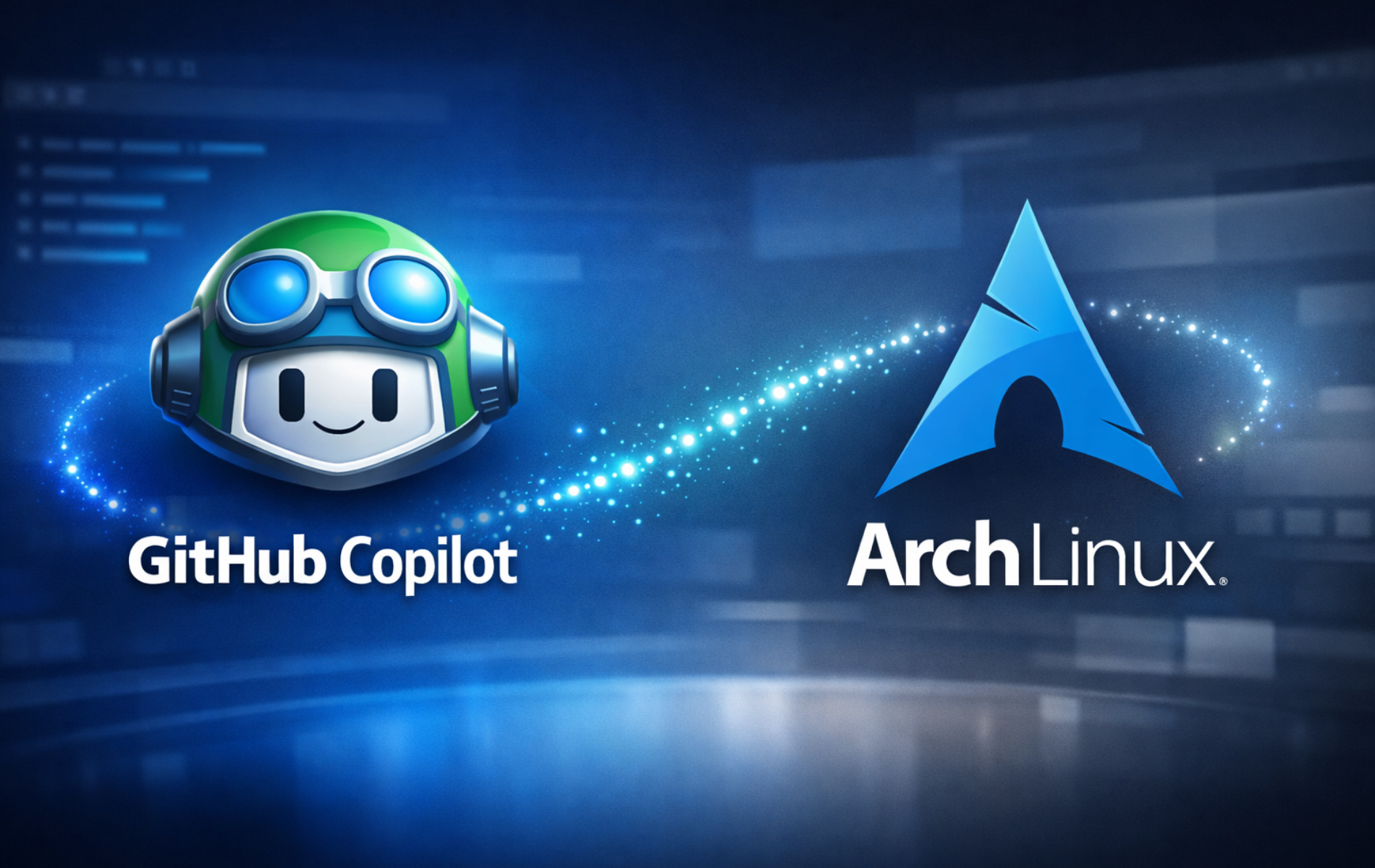 GitHub Copilot and Arch Linux logos representing terminal AI agent setup on Arch Linux