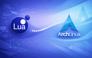 Lua programming language logo alongside the Arch Linux logo representing Lua development setup