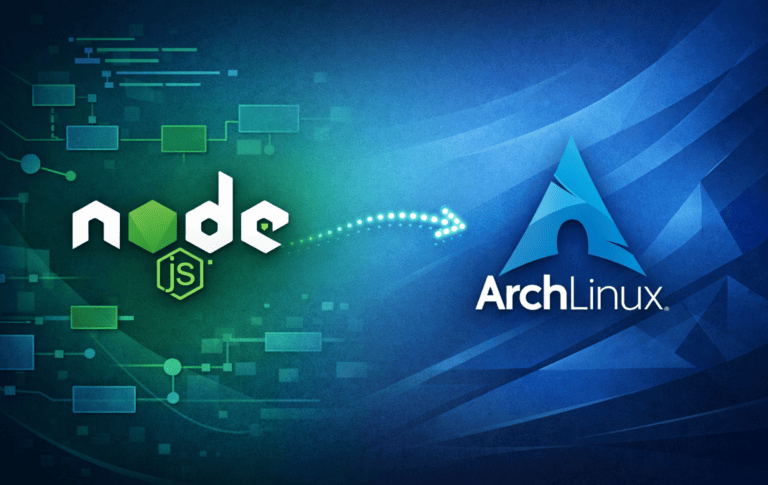 Node.js and Arch Linux logos representing JavaScript runtime setup on Arch