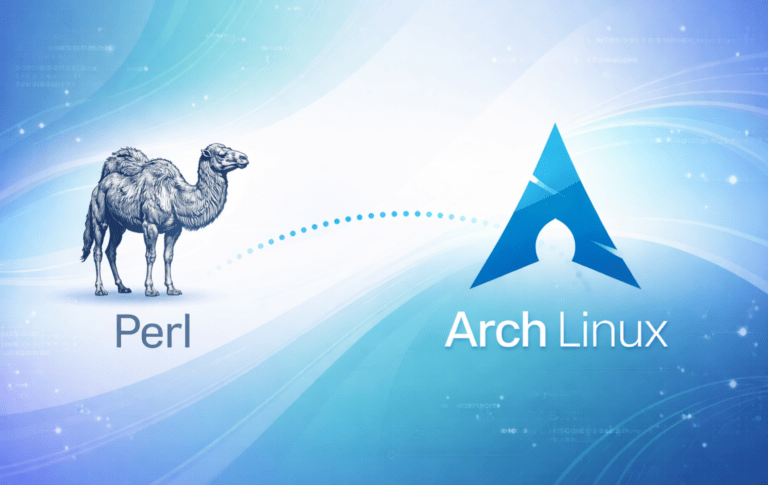 Perl camel logo and Arch Linux logo representing Perl development environment setup