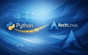 Python logo and Arch Linux logo representing Python development environment setup on Arch