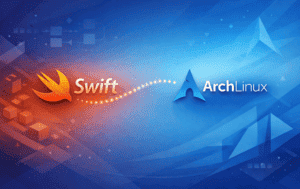 Swift logo and Arch Linux logo representing Swift programming language deployment on Arch