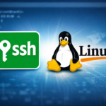 SSH key logo and Linux Tux penguin representing secure remote server connections