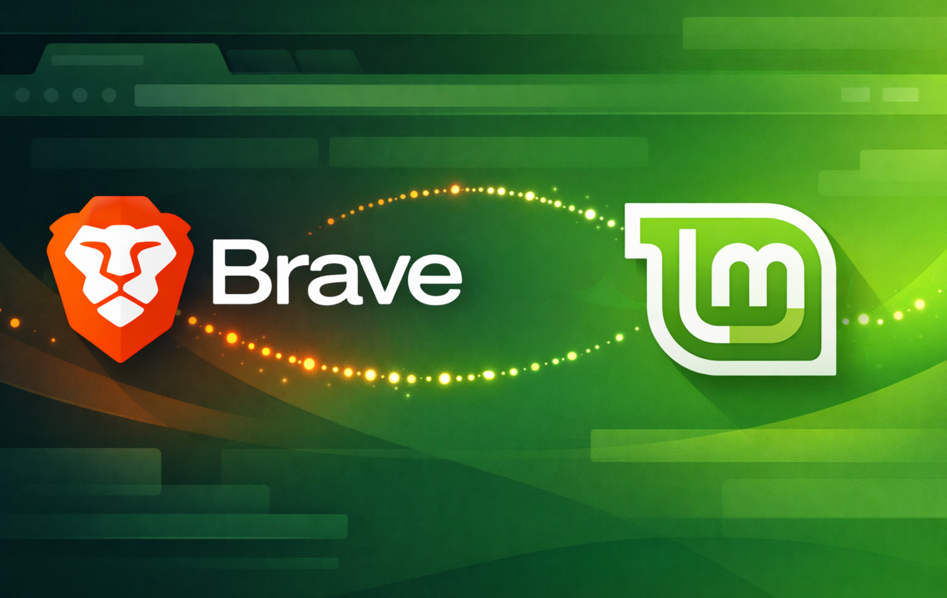 Brave Browser and Linux Mint logos representing Brave installation methods on Linux Mint