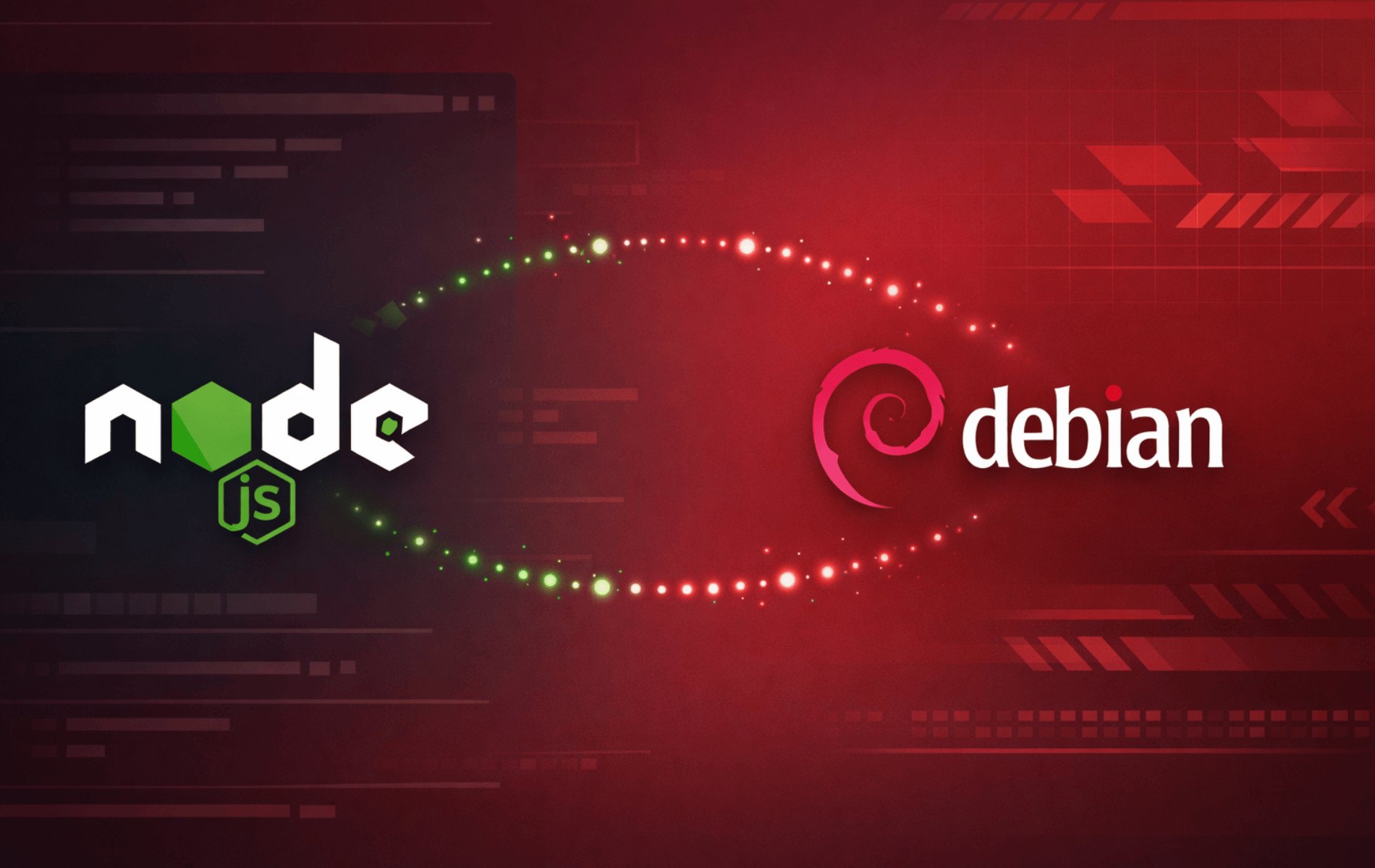 Node.js logo and Debian logo representing runtime installation on Debian