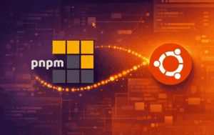 pnpm logo beside Ubuntu logo representing package manager setup on Ubuntu Linux