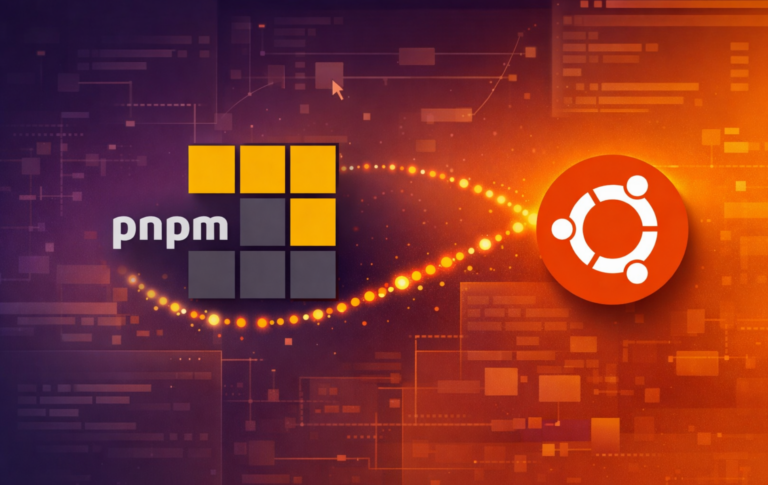 pnpm logo beside Ubuntu logo representing package manager setup on Ubuntu Linux