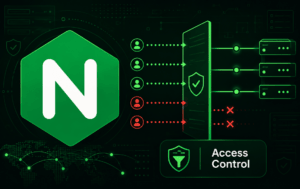 Nginx access control diagram showing allowed and blocked IP traffic to a server