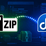 7-Zip and Fedora logos with archive icons representing compression setup on Fedora
